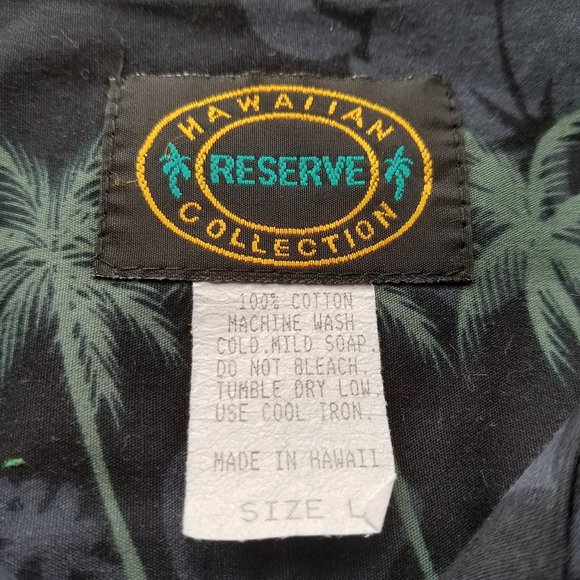 Hawaiian Reserve Collection Mens Black Woody Surf Floral Large L Shirt EUC - Picture 6 of 7